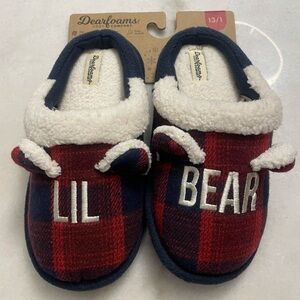 Dearfoams Kids Slippers - Red and Navy Plaid Size 13/1 NEW